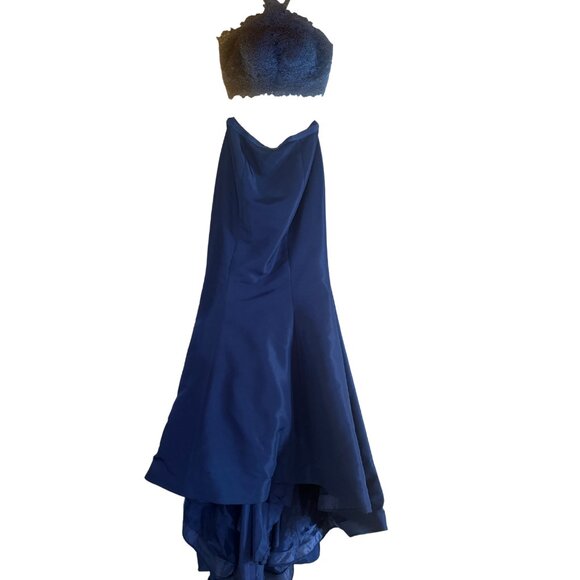 🔥 STEAL! Sherri Hill 50419 Navy Mermaid Gown Size 4 - Worn Once! 💙 - Picture 9 of 17